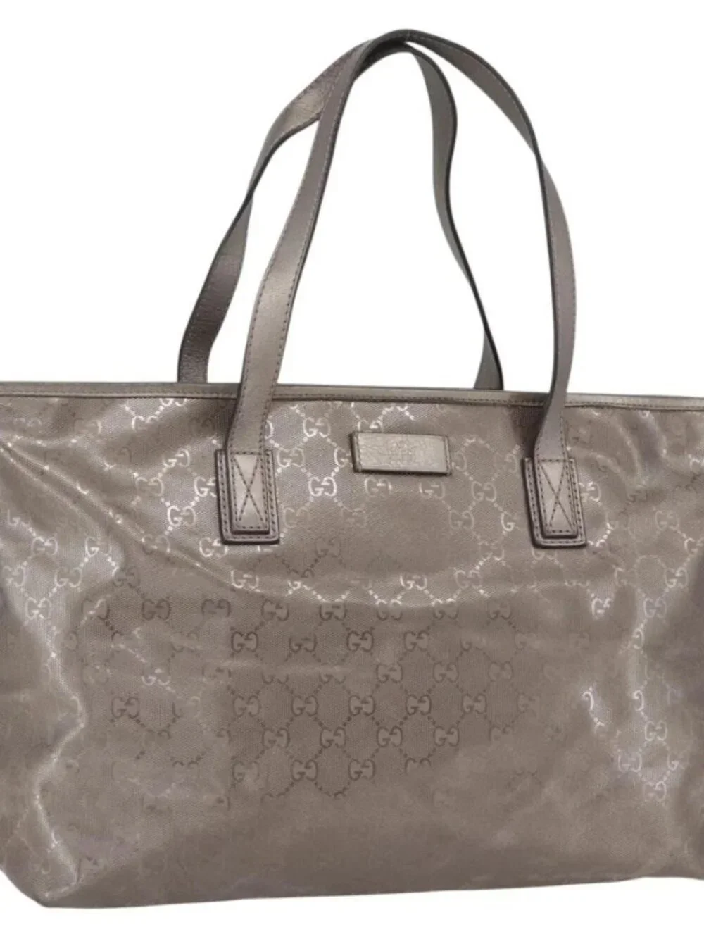 GUCCI GG implementation Tote Bag PVC Silver 211137 Auth BA9306 - Picture 2 of 16